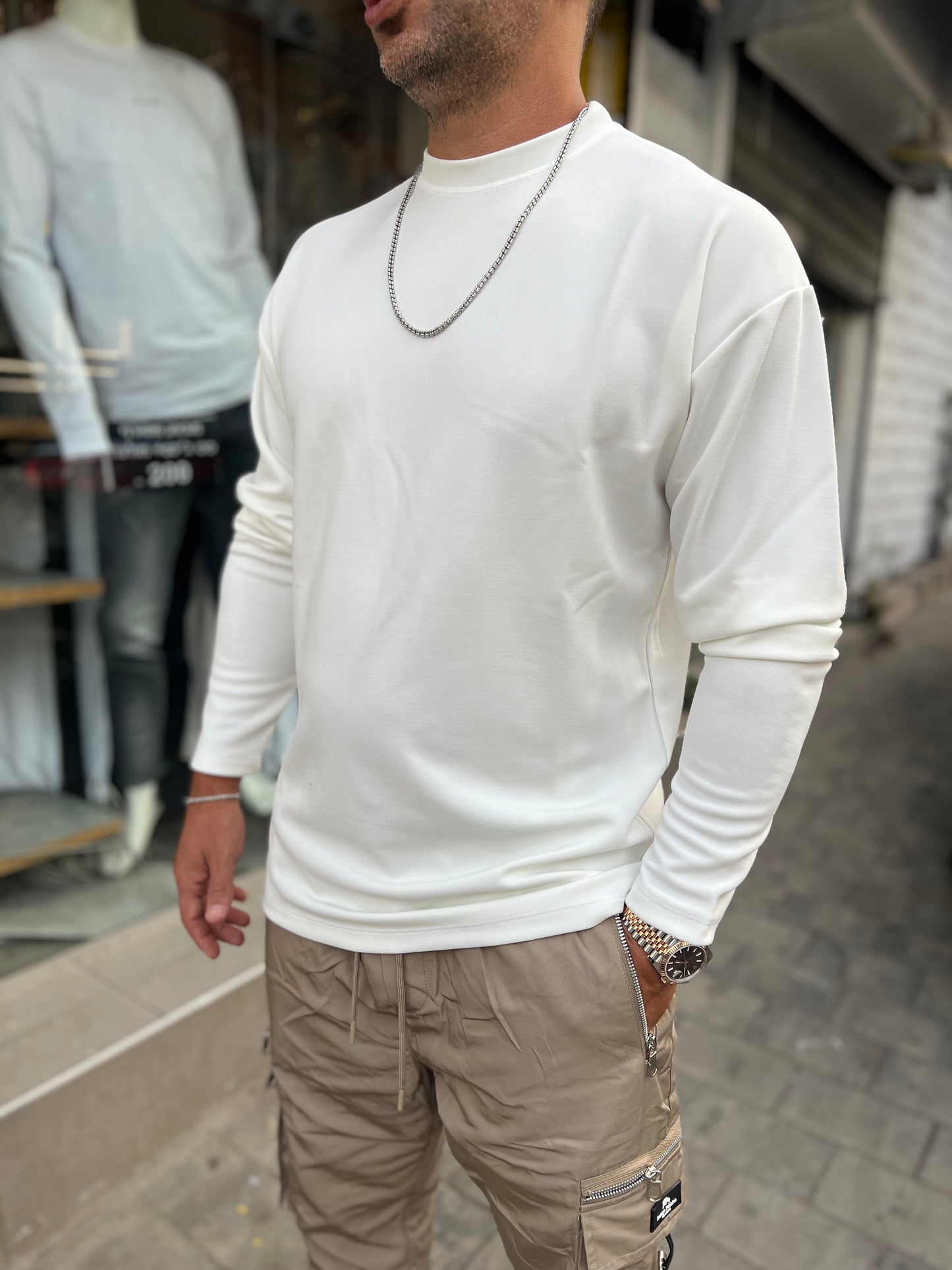 טישרט בייסיק בד מיוחד לבן