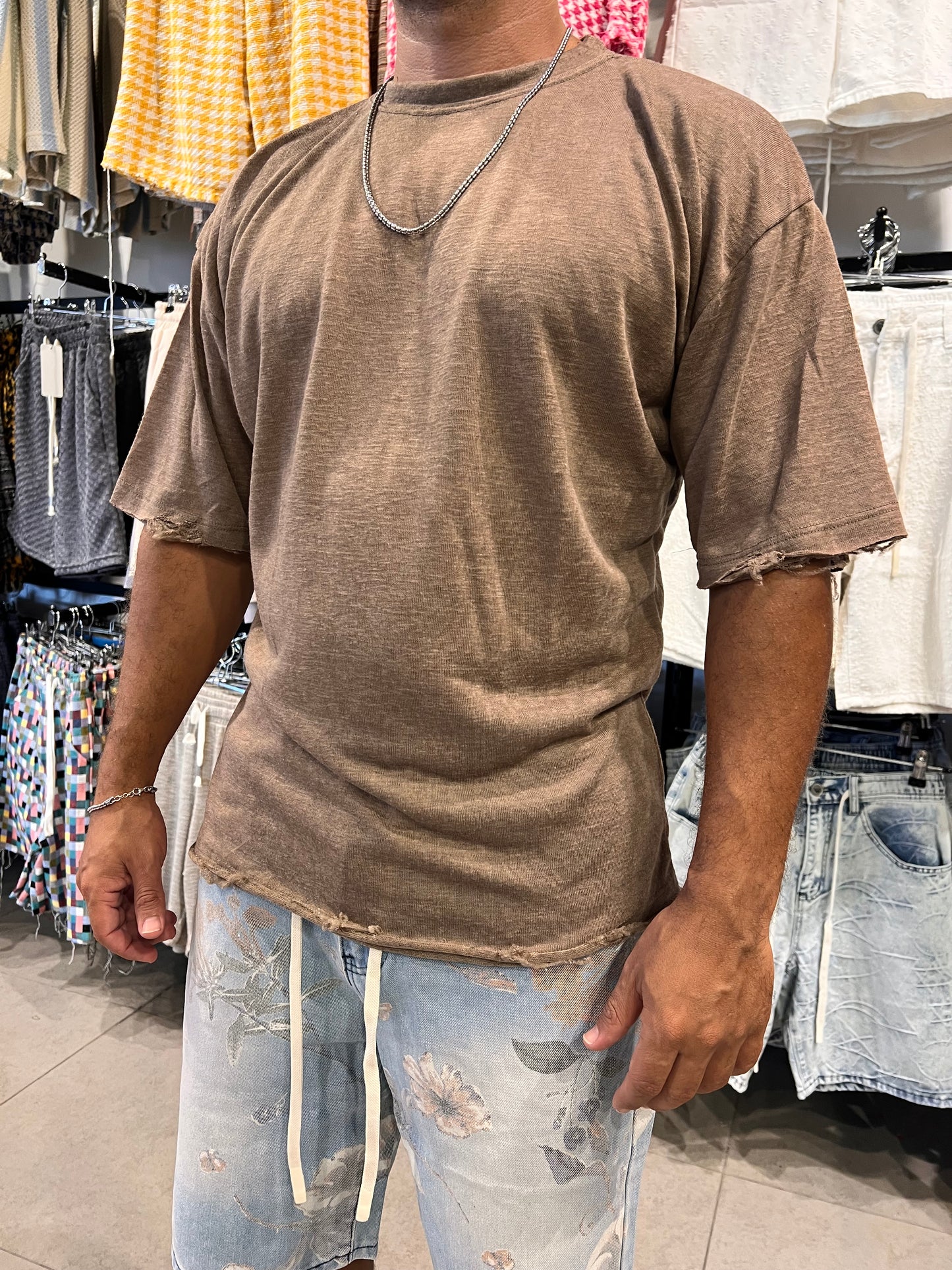 חולצות פלאם פשתן חום