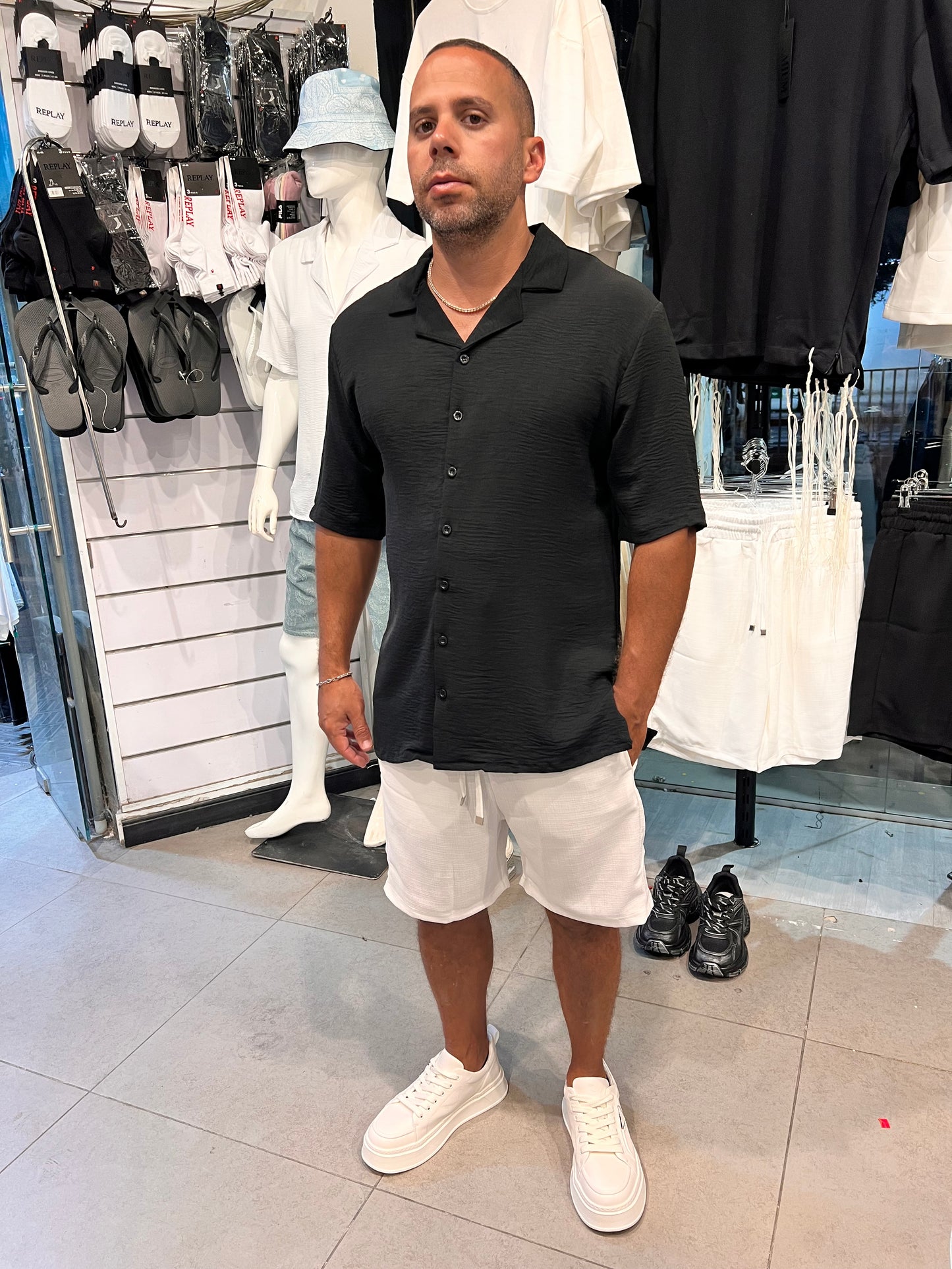 סט ספורט אלגנט שחור לבן