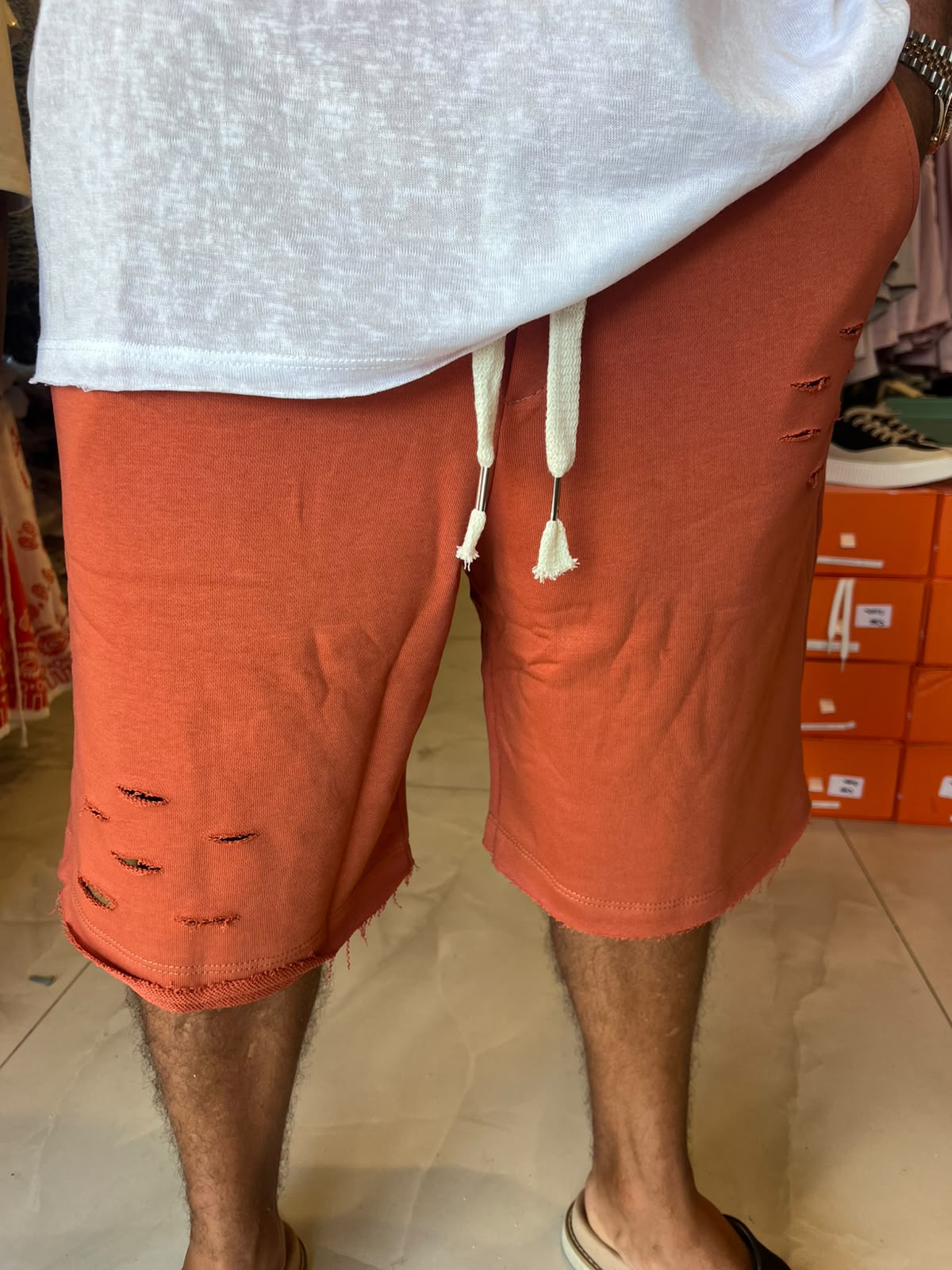 מכנס קרעים צבע כתום