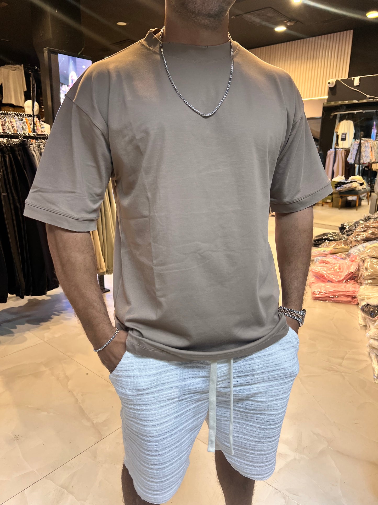 טישרט בד מרצרייז חום