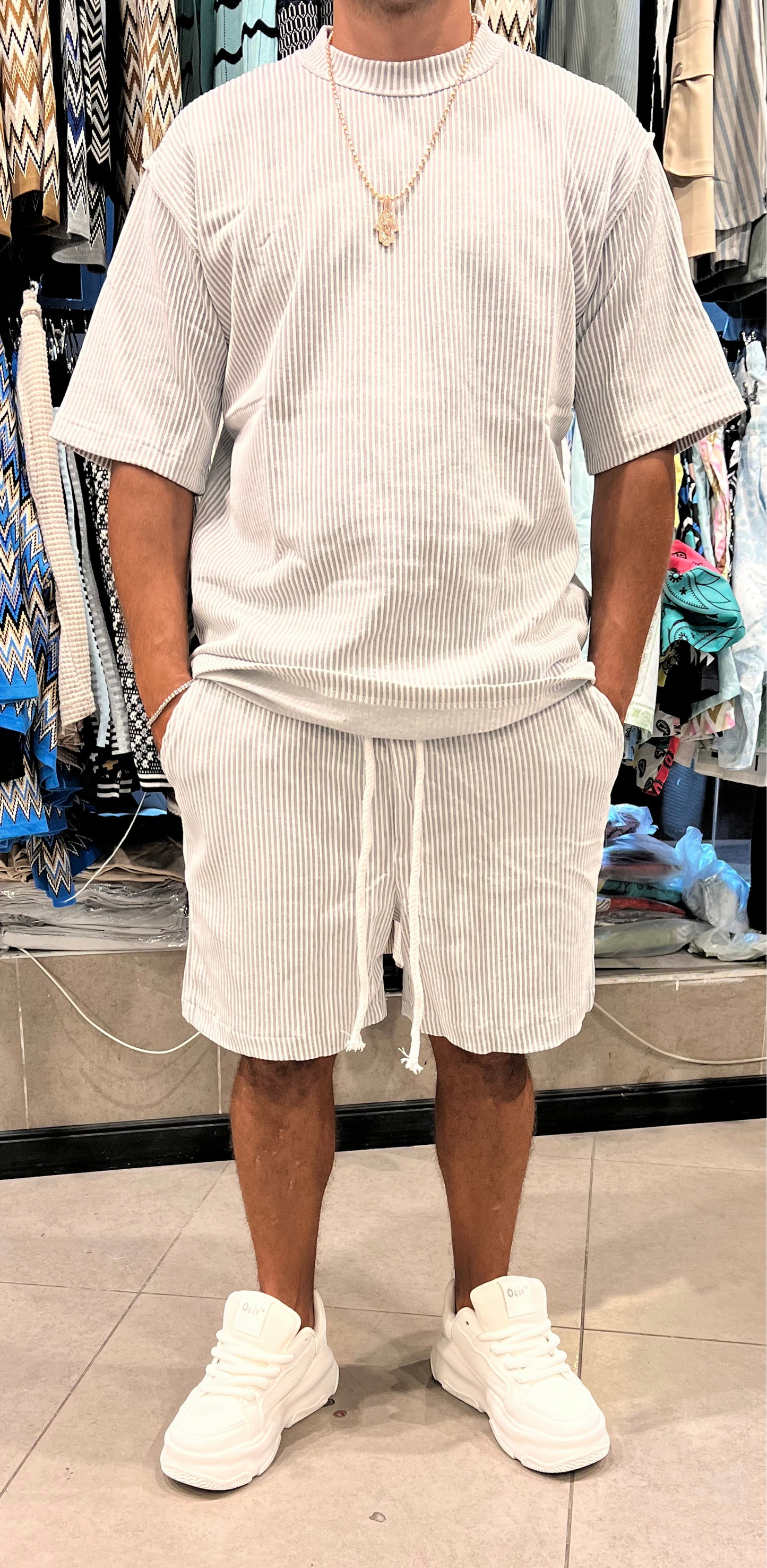 חליפת בלנקו אופנה פסים אפור