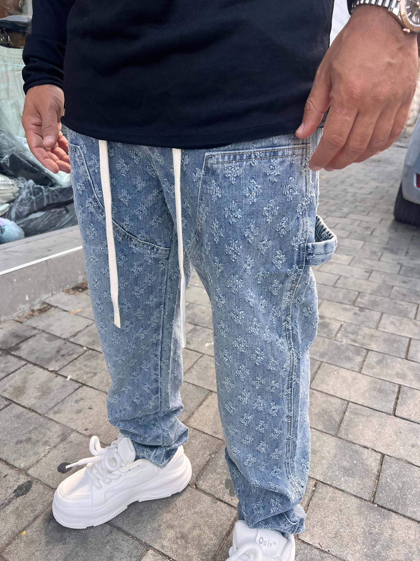 ג׳ינס אופנה כוכבים כחול