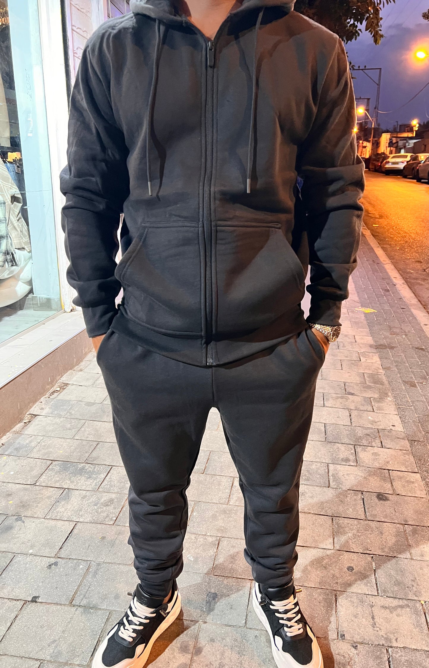 חליפת קפוצ׳ון רוכסן אפור