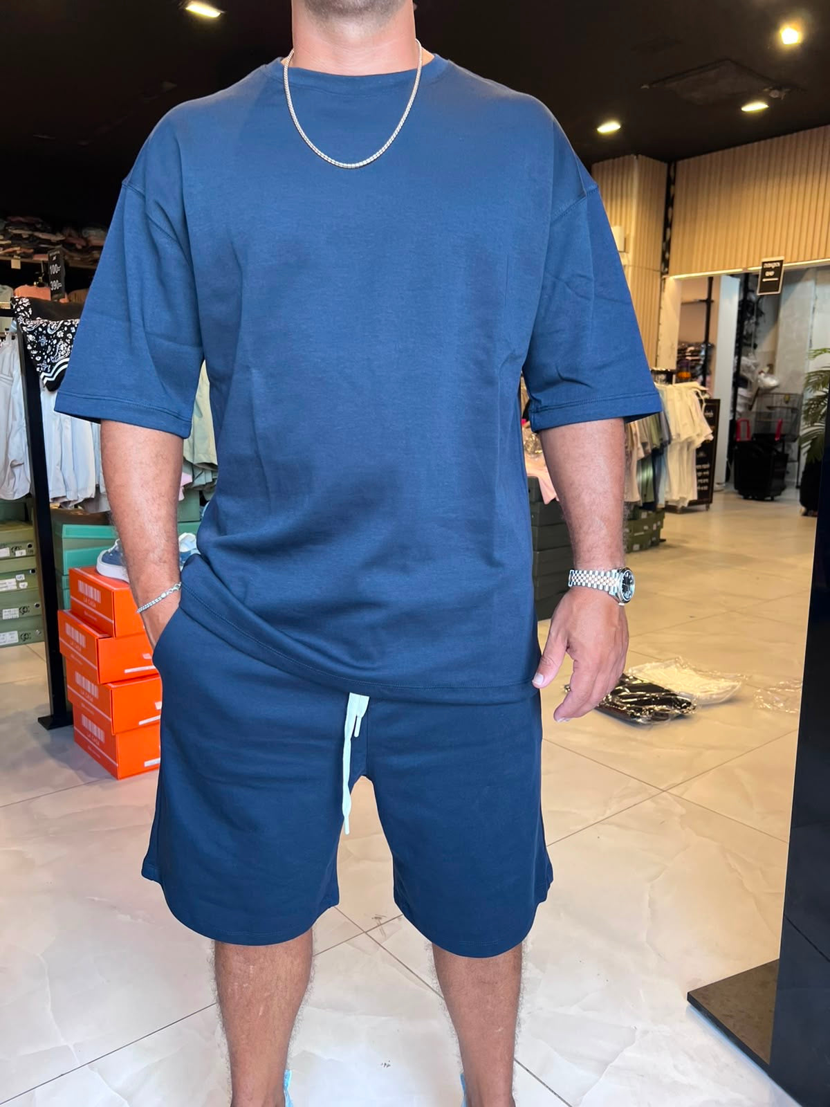 חליפת כותנה כחול