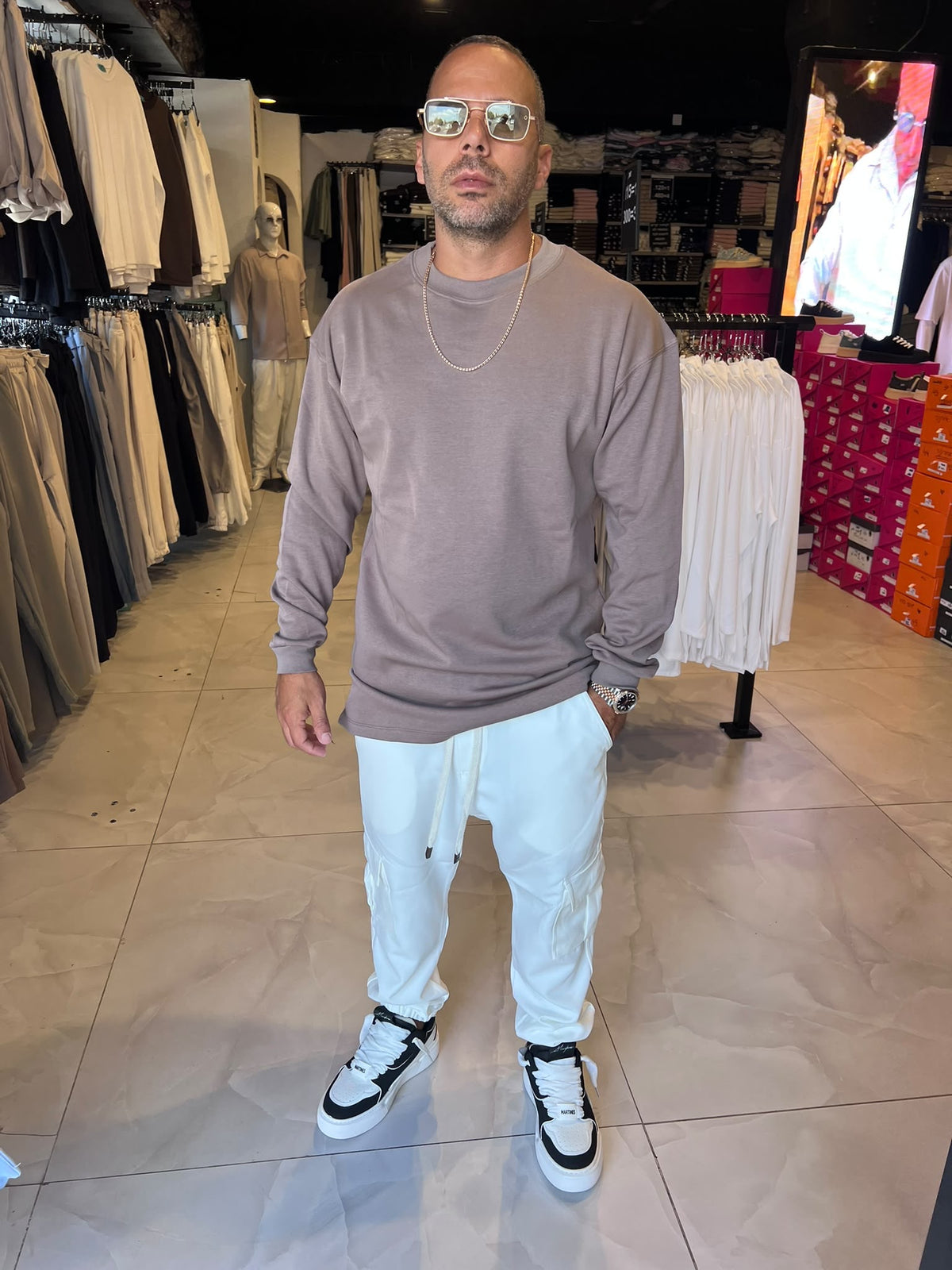 חולצה בד עבה צבע מוקה