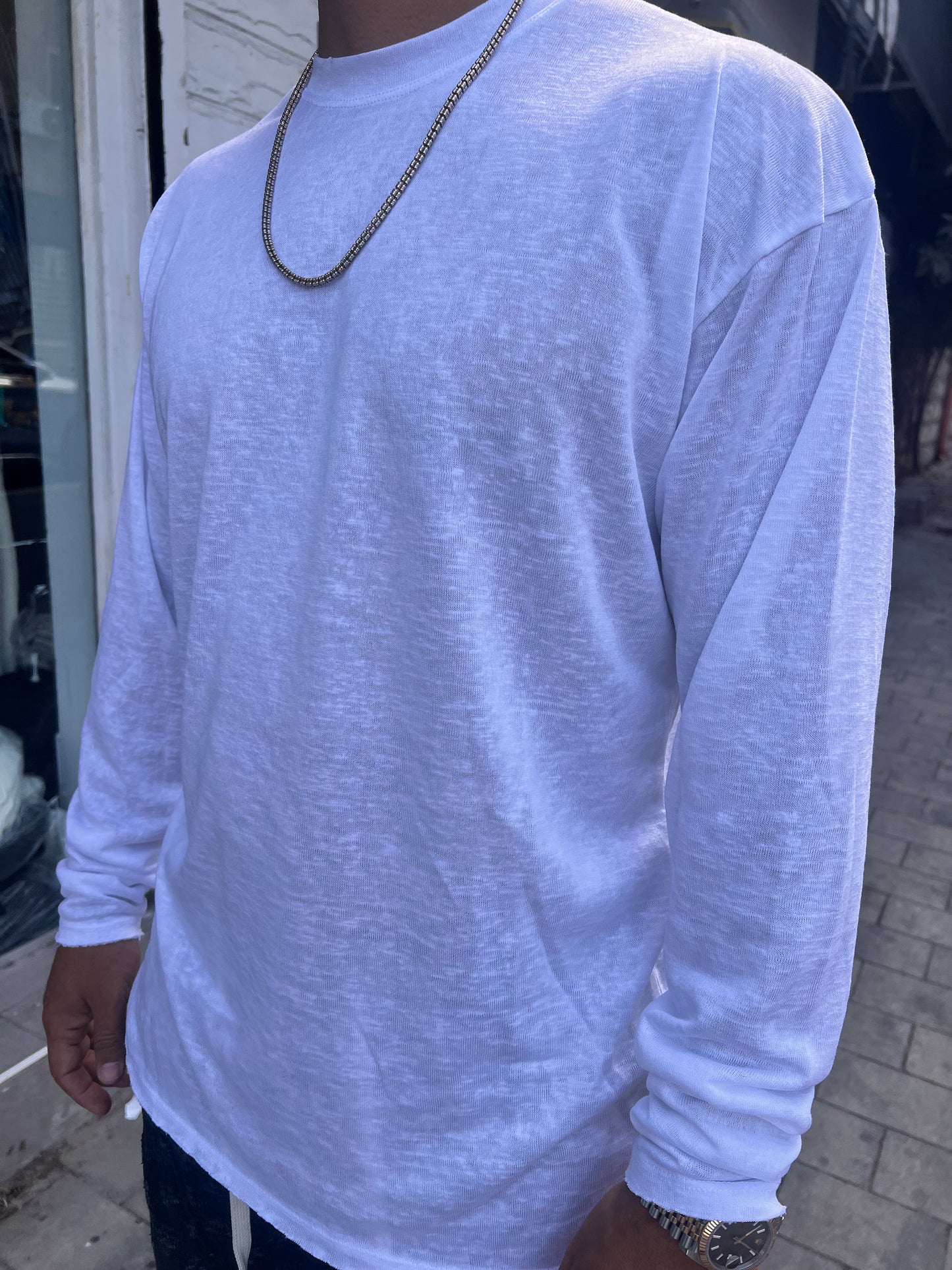 חולצת טי פשתן לבן