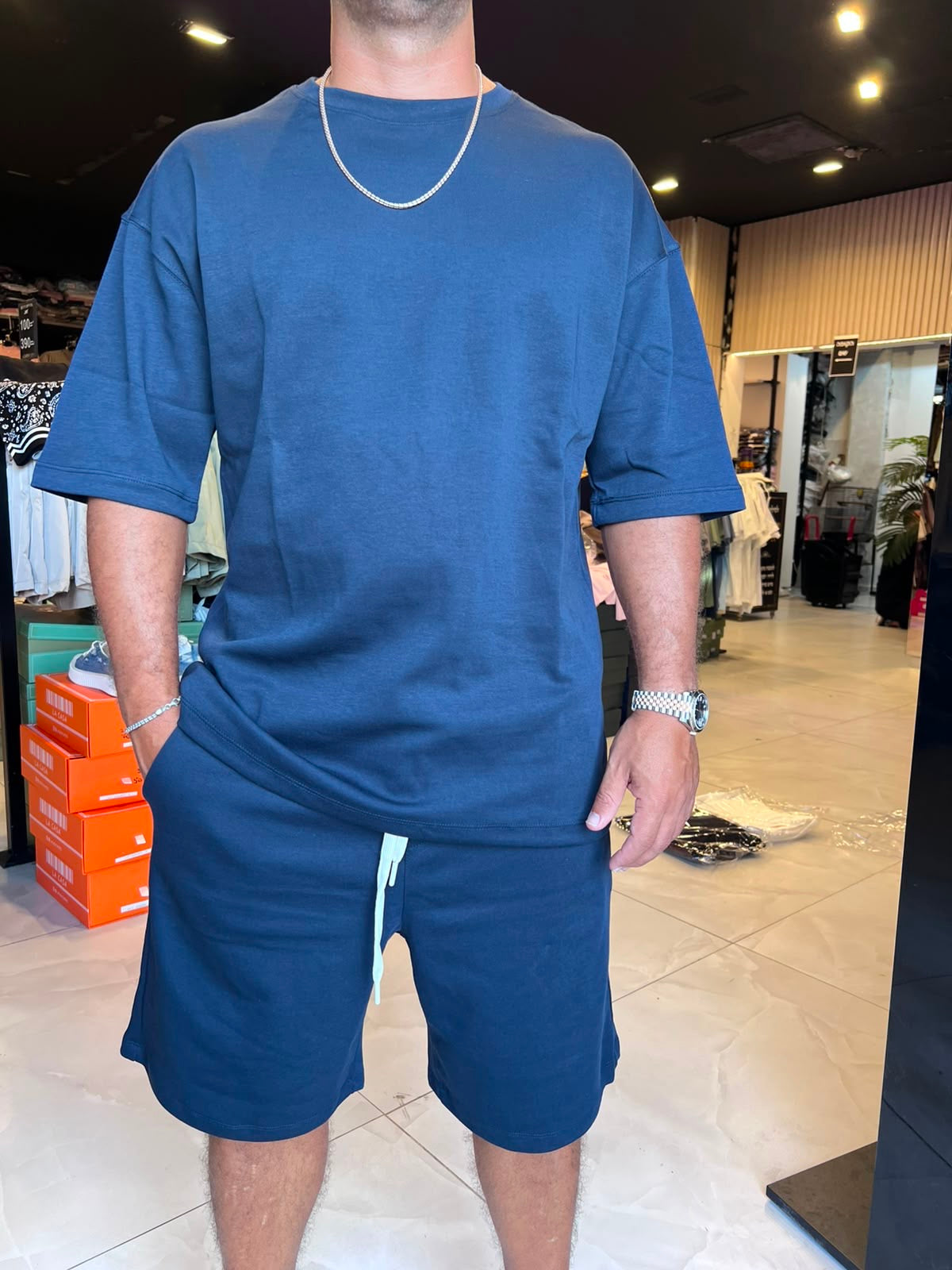 חליפת כותנה כחול