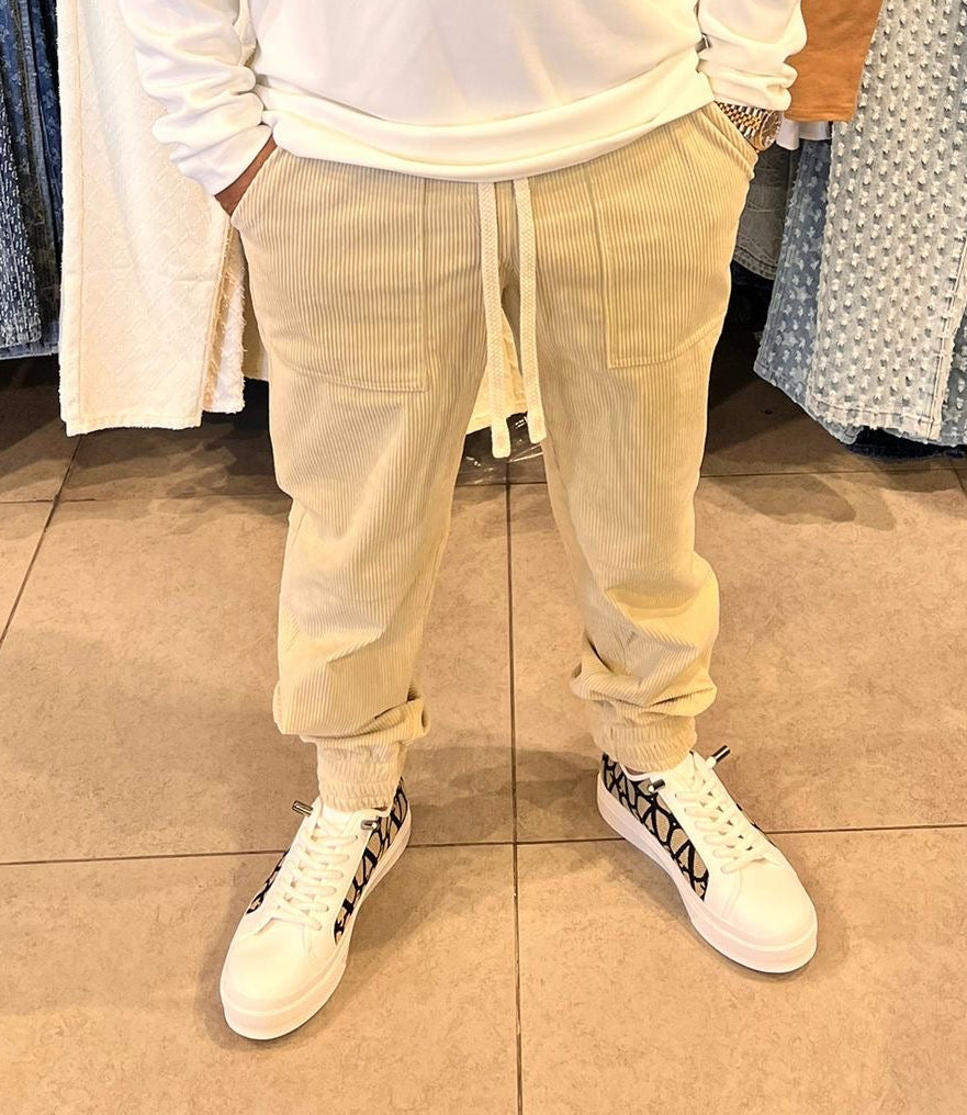 מכנס קורדרוי בז