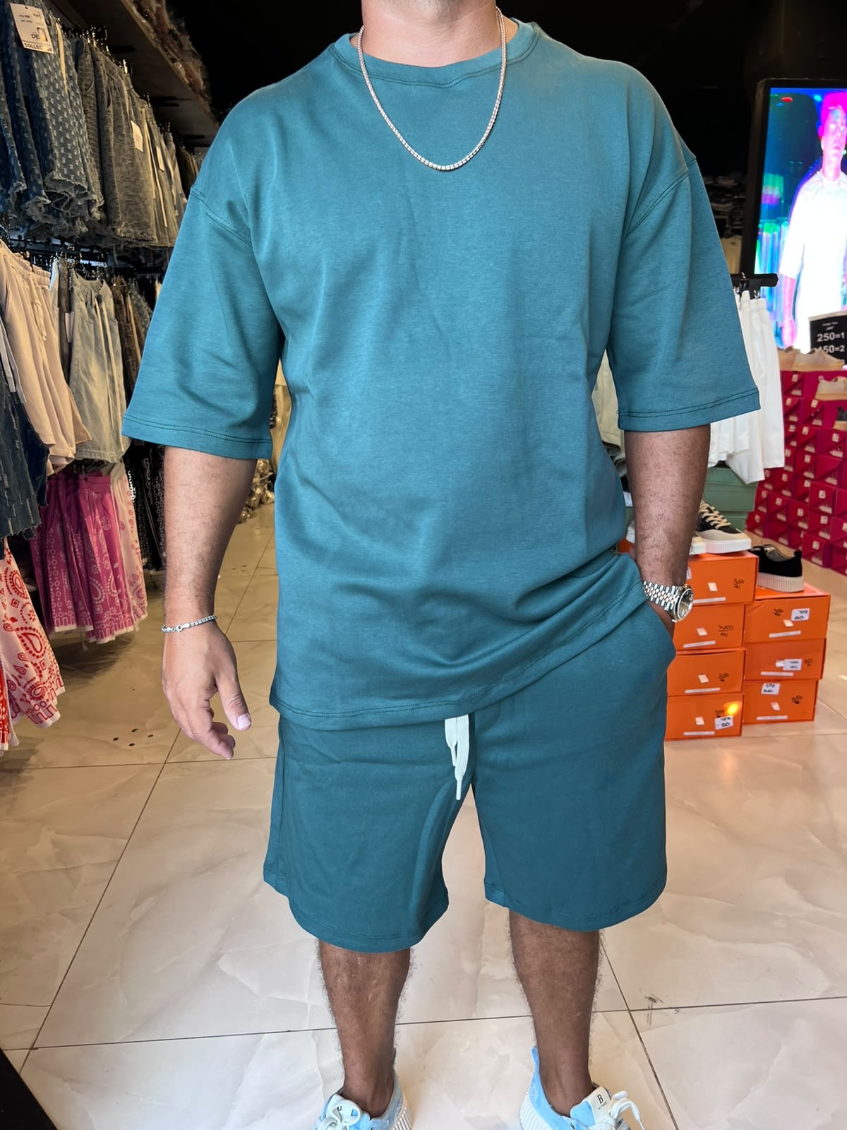חליפת כותנה צבע ירוק
