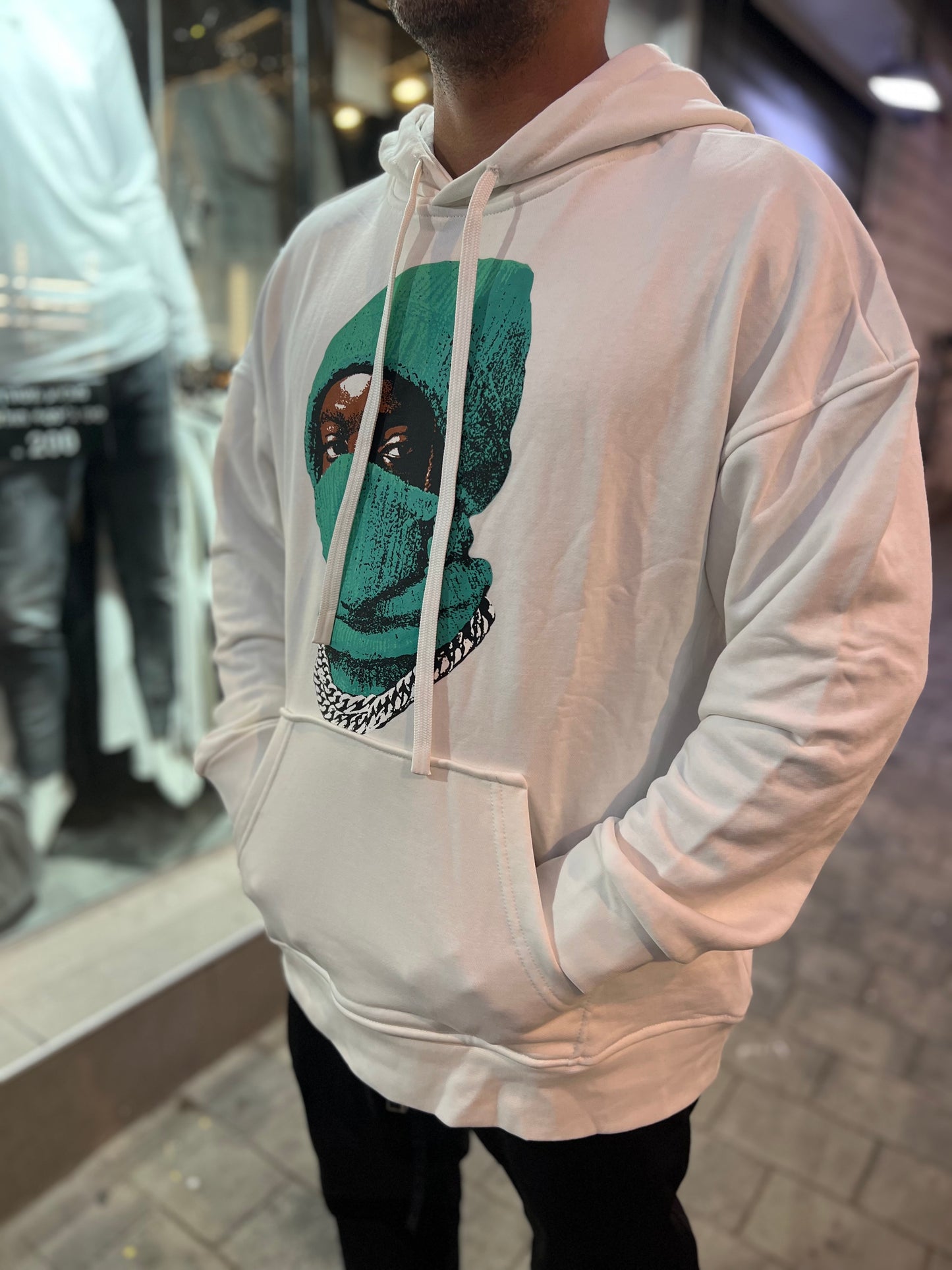 קפוצ׳ון מסכה עובר סייז לבן ירוק