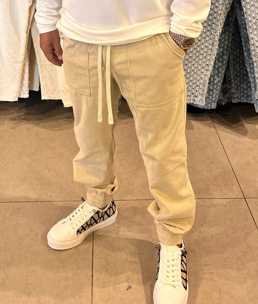 מכנס קורדרוי בז