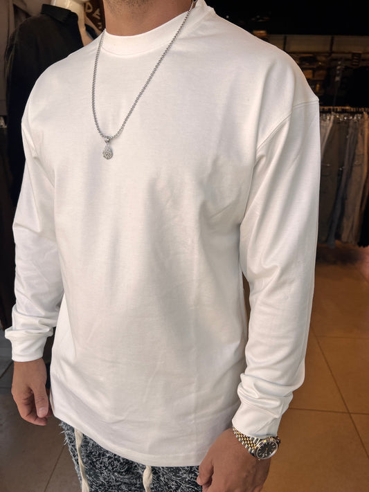 טישרט בד עבה מנג'ט צבע קרם