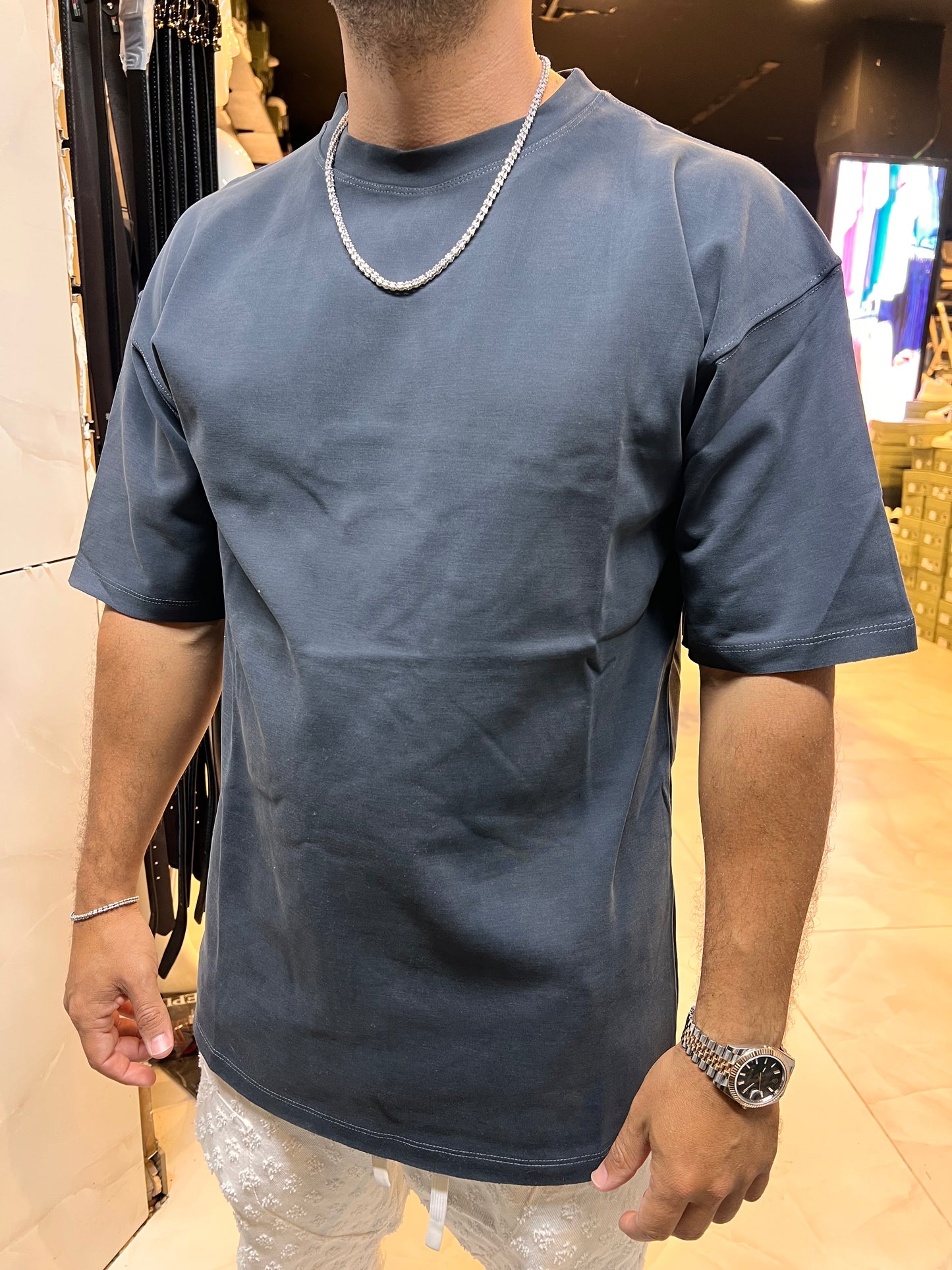 טישרט מרצרייז אפור פלדה