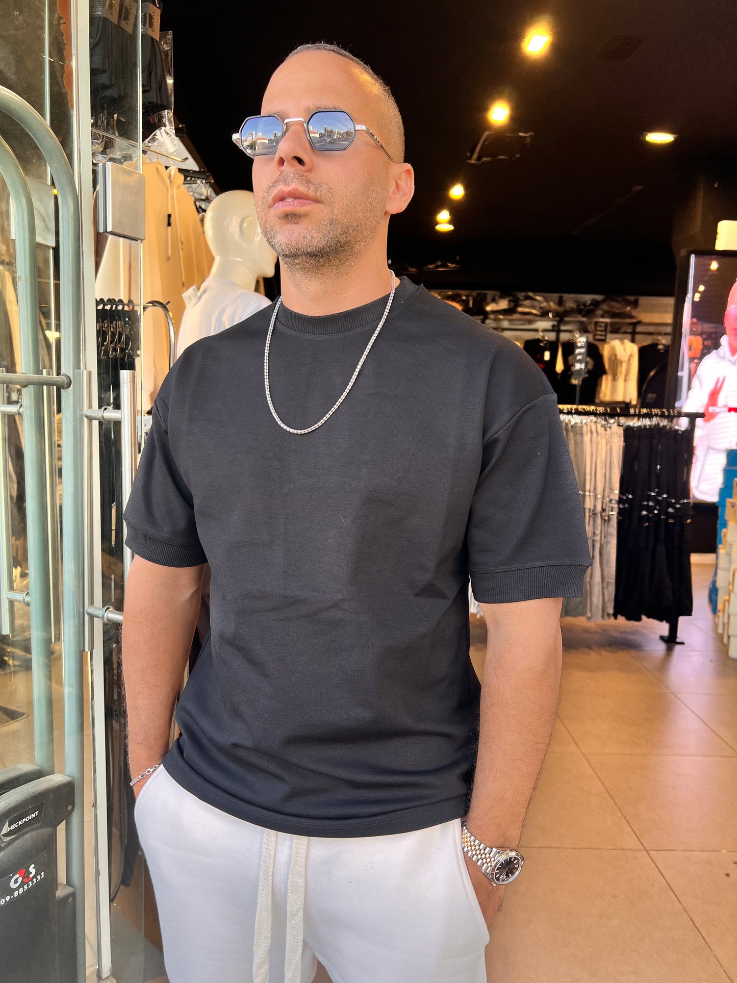 טישרט בד עבה מנגט שחור