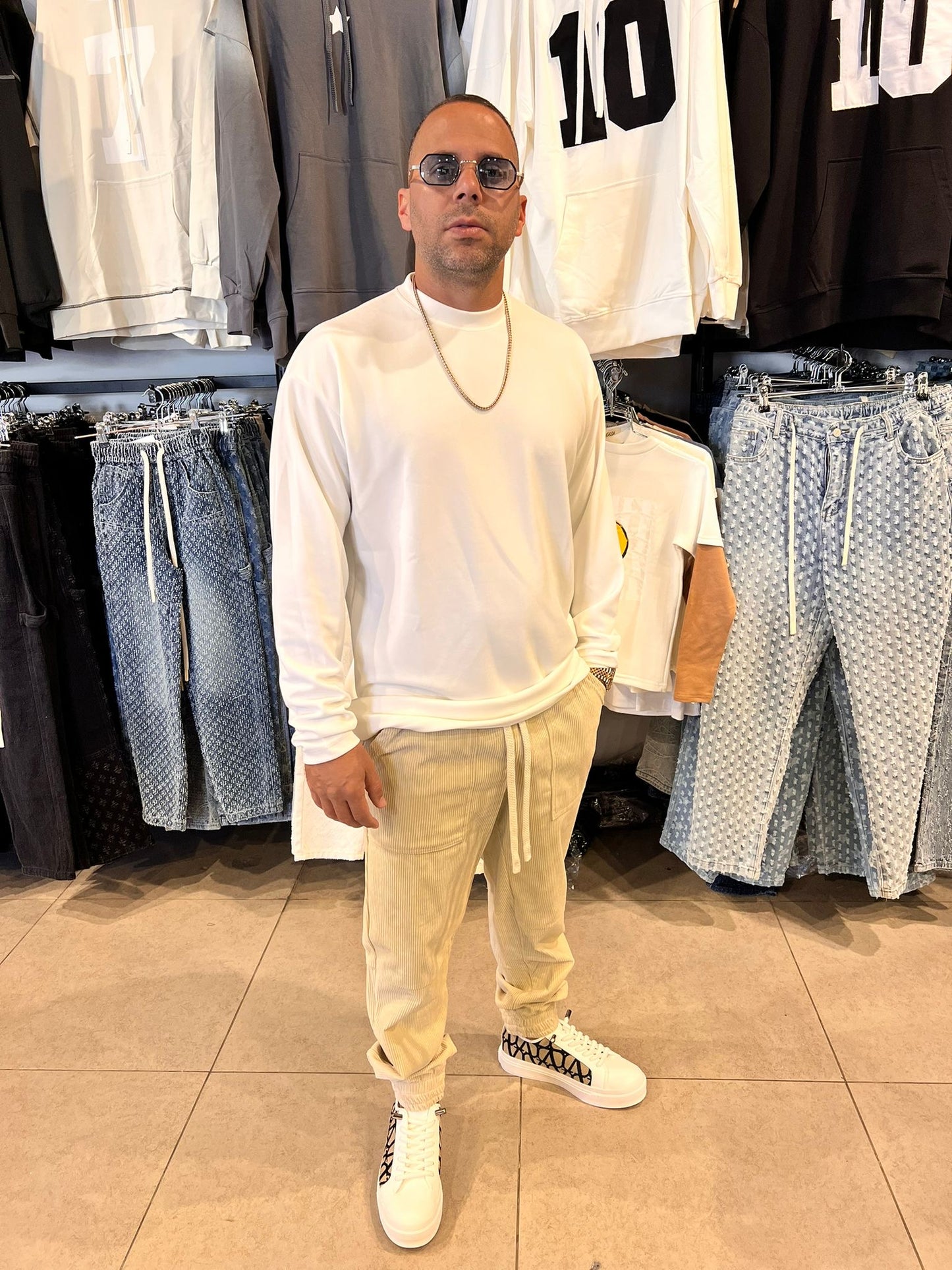 מכנס קורדרוי בז