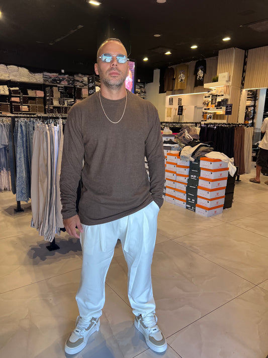 טישרט בד קרפ חום