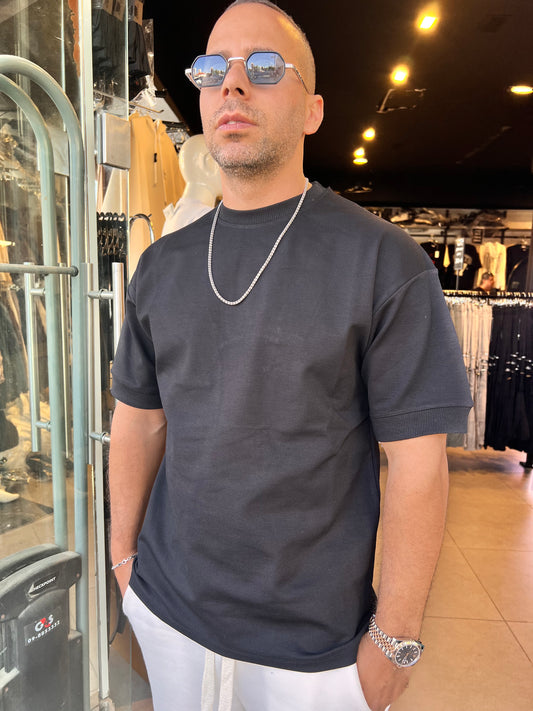 טישרט בד עבה מנגט שחור