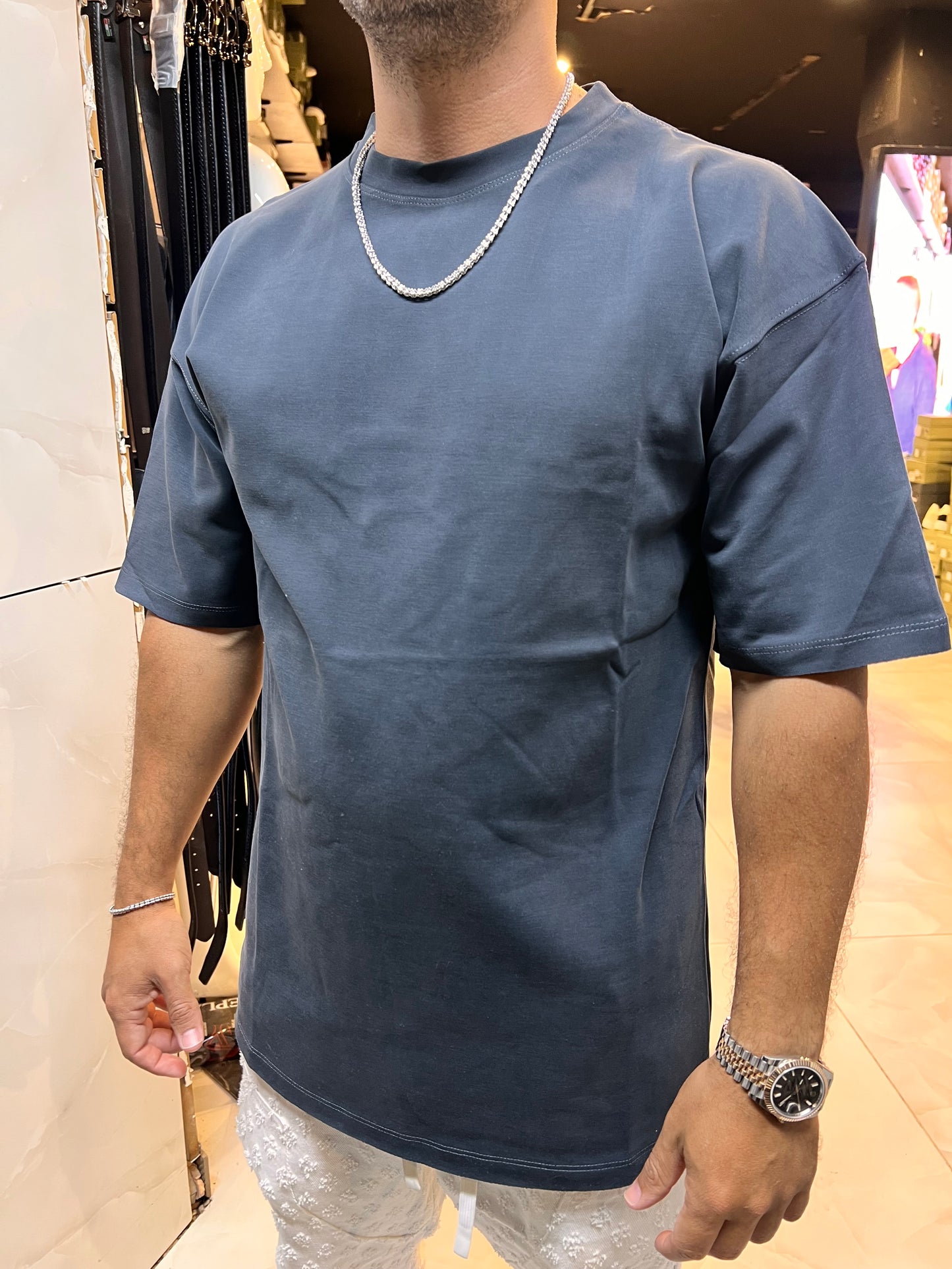 טישרט מרצרייז אפור פלדה