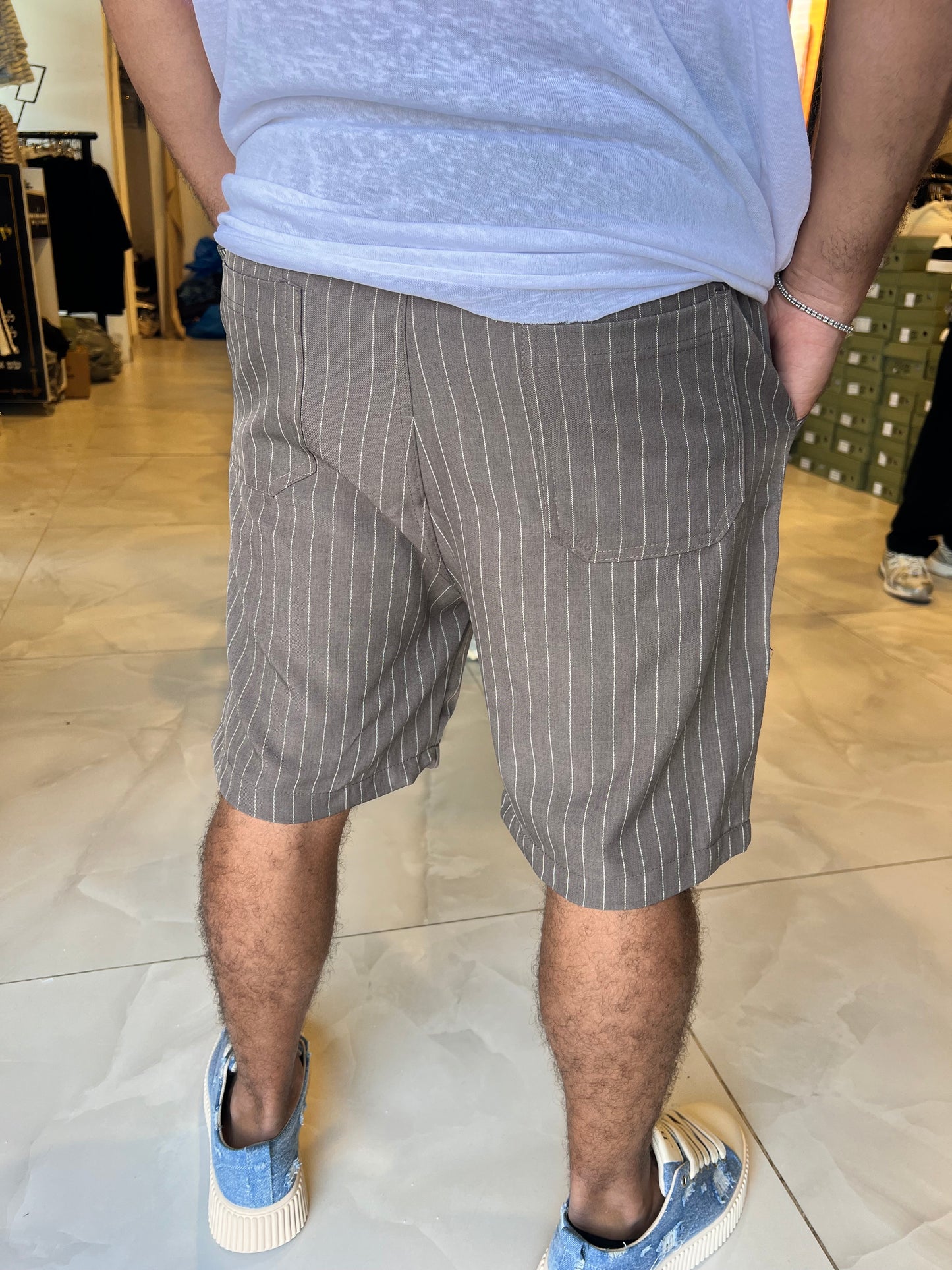 מכנס פסים מוקה
