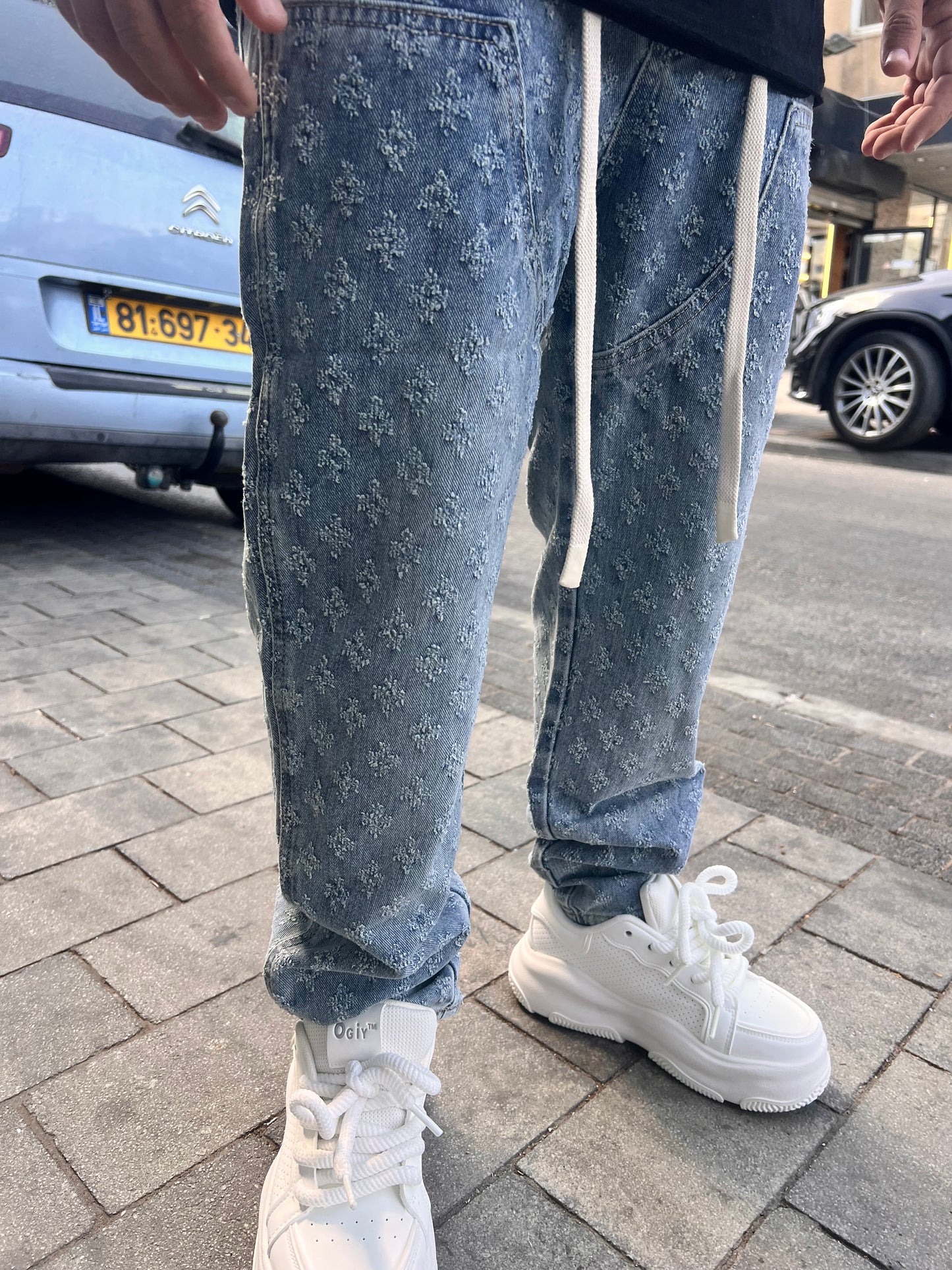 ג׳ינס אופנה כוכבים כחול