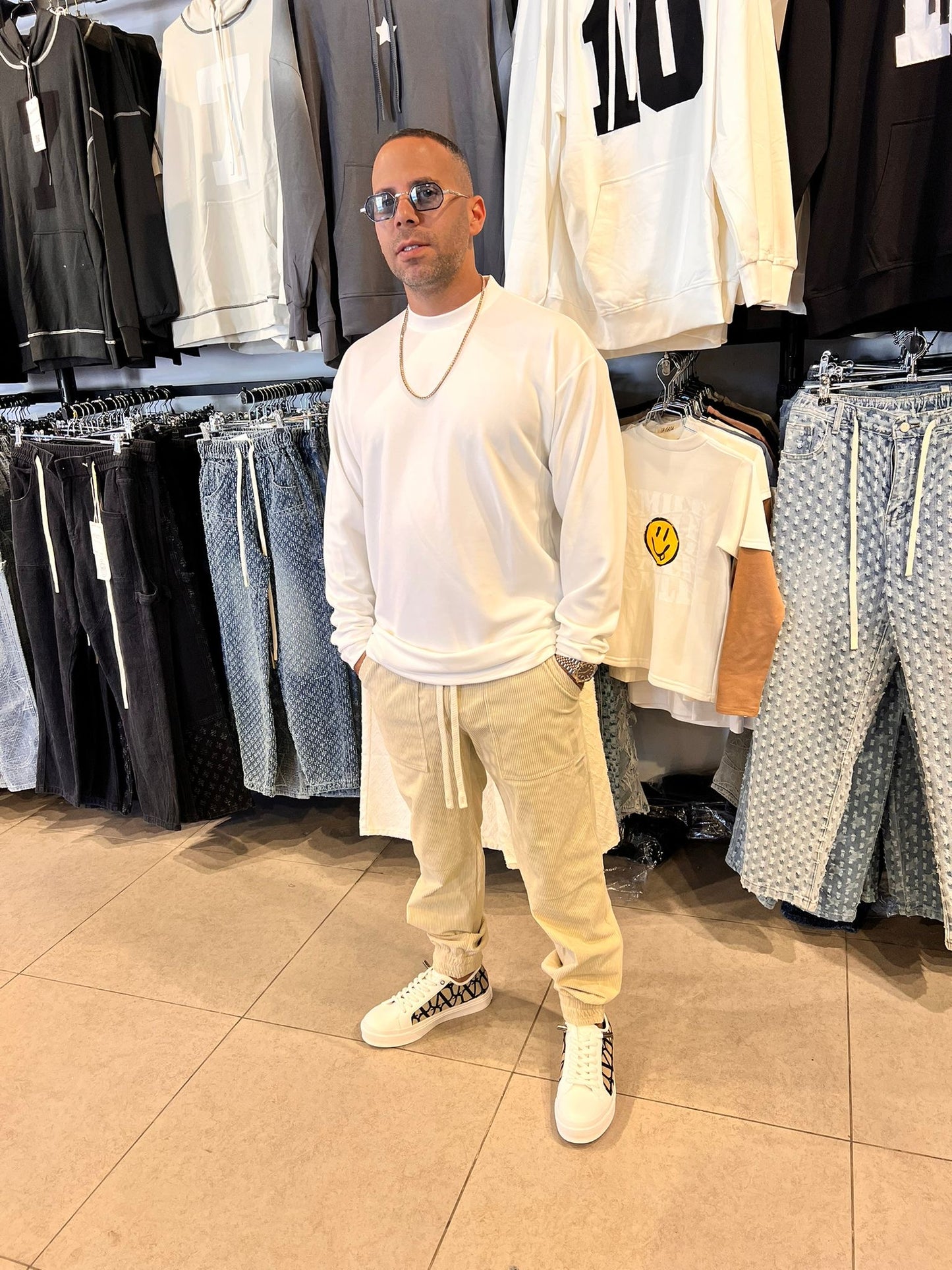 מכנס קורדרוי בז