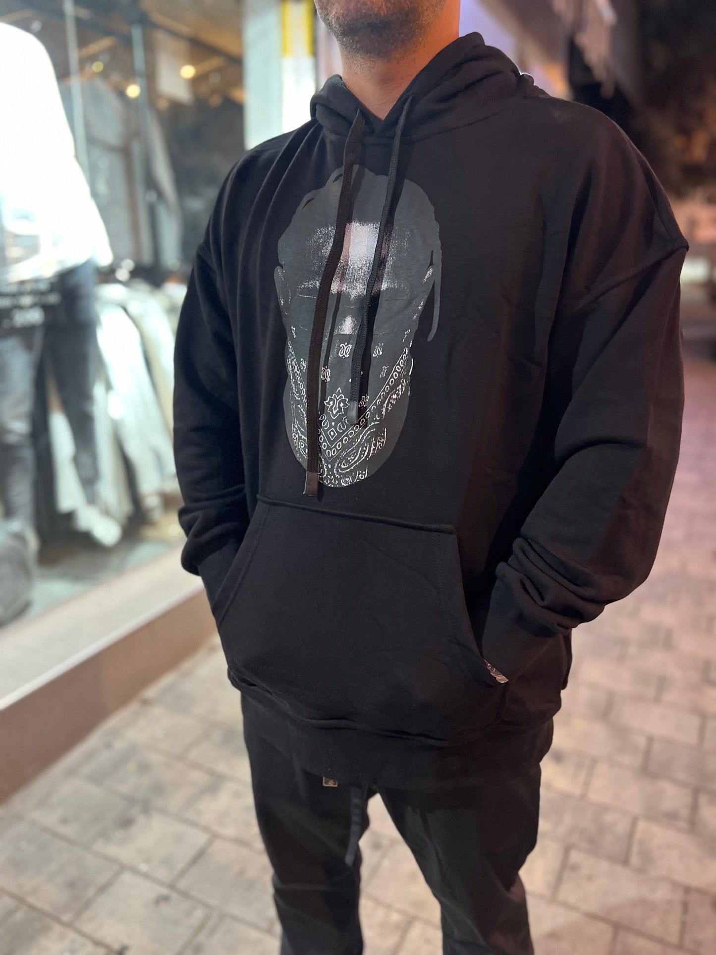 קפוצ'ון מסכה אופנה שחור שחור