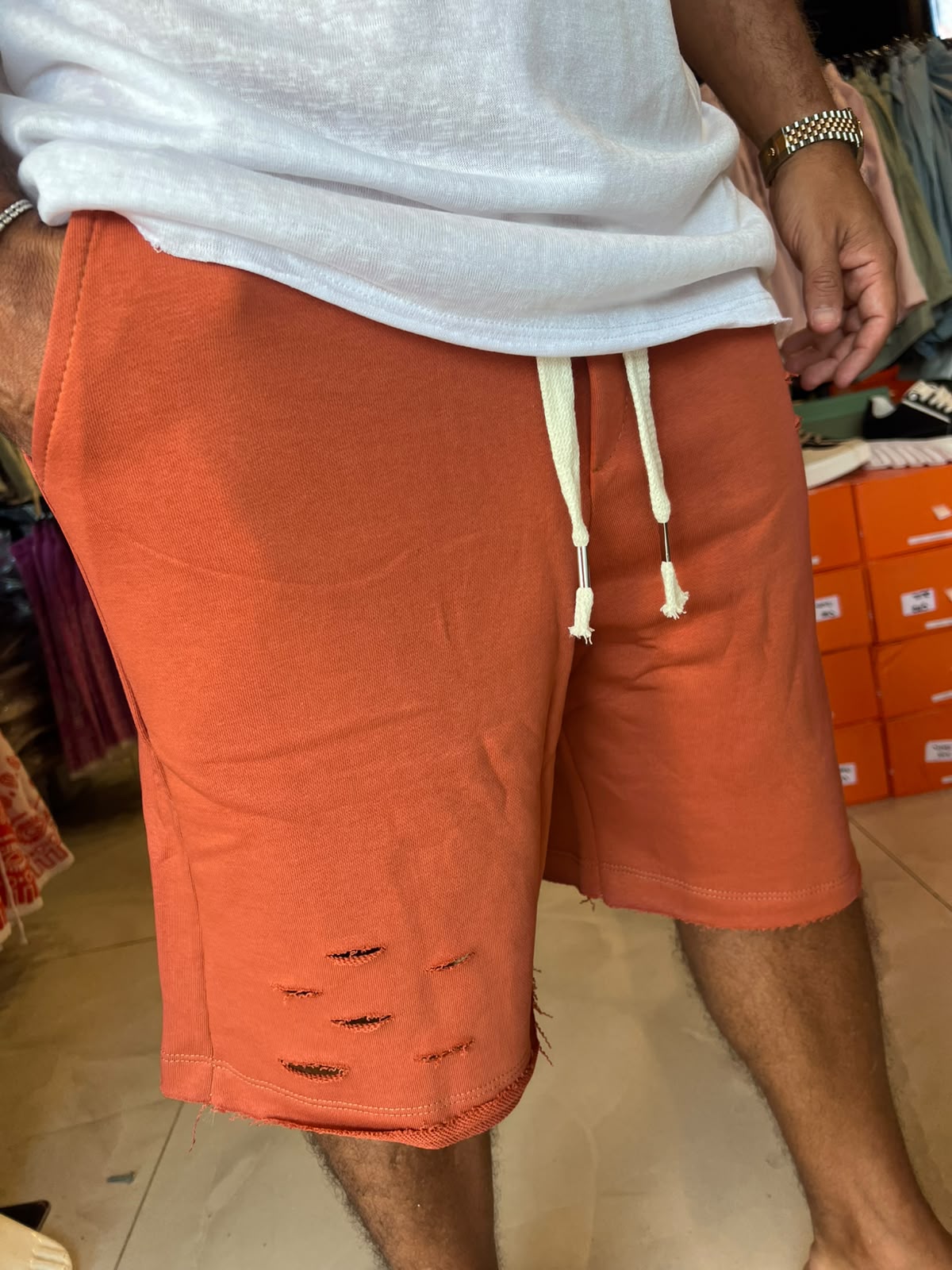 מכנס קרעים צבע כתום